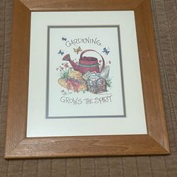 Wood Frame GARDEN Theme Wall Art 11 1/2” X 13 1/2”