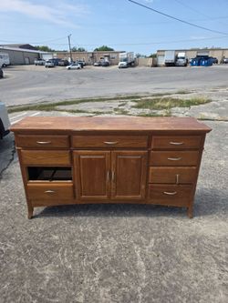 Real wood diy dresser, missing one drawer and hads a cracked door, just $35