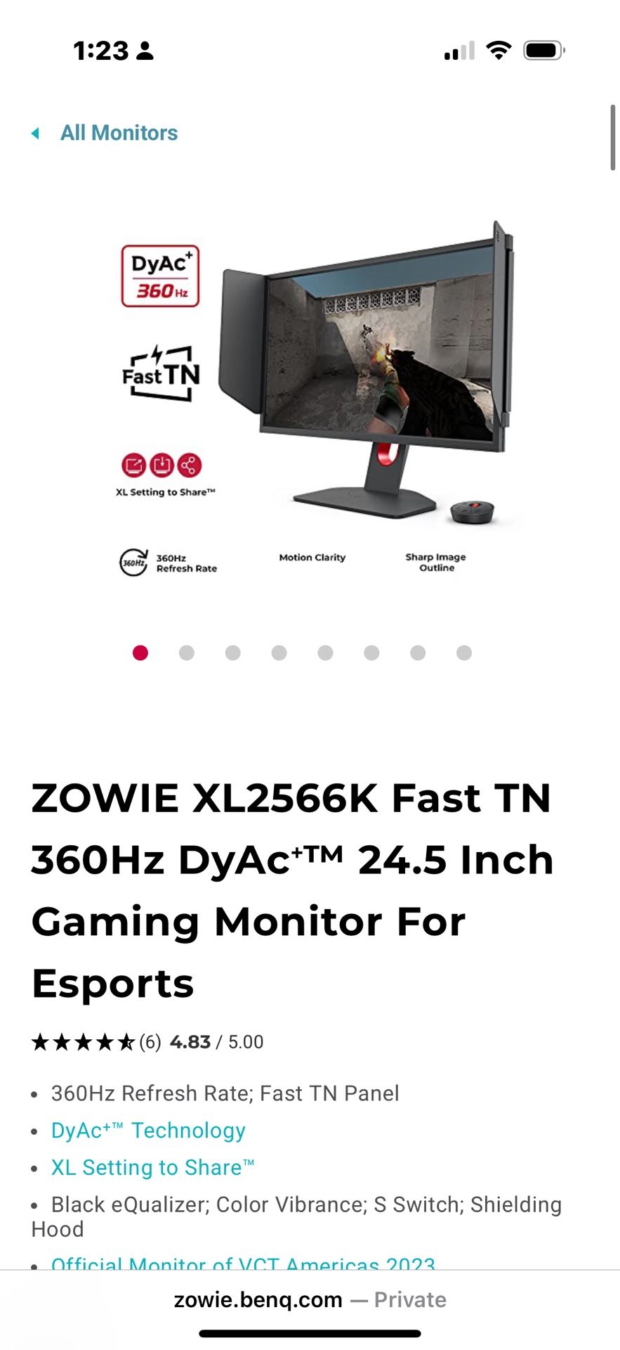 360hz Zowie Benq Esports Monitor 