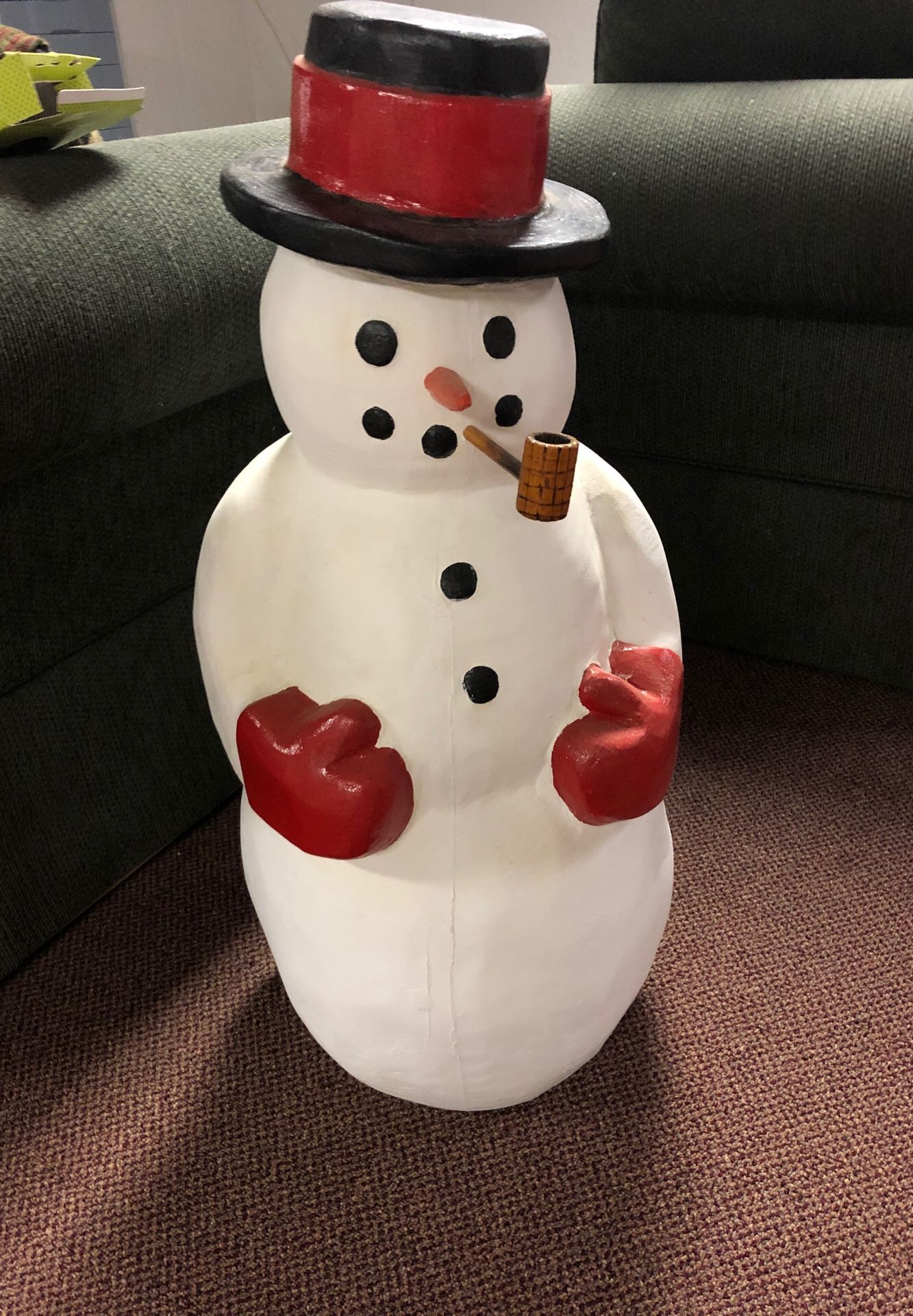 Chainsaw carved solid wood snowman