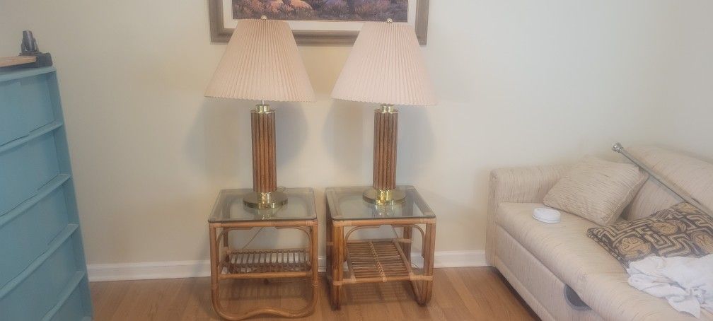 Bamboo End Tables and Lamps