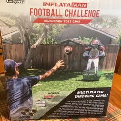 GoSports Inflataman Football Challenge, an inflatable 6-foot touchdown toss game featuring a water-filled weighted base.Includes a 6-foot inflatable r