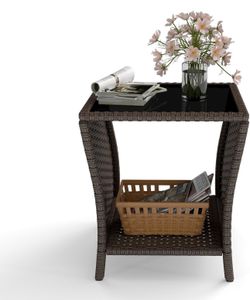 Outdoor PE Rattan Wicker Side Table - New in Box