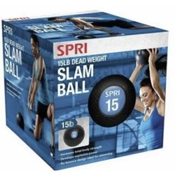 SPRI 15 # SLAM BALL WEIGHTED EXERCISE FITNESS BALL BLACK 15 LBS