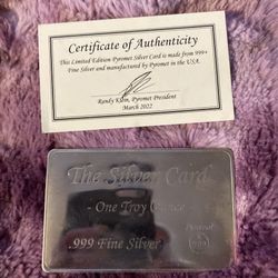 1oz 9.999 Fine Silver Card 