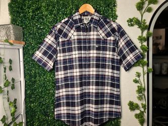 ELY Cattleman Western Plaid Snap Button Shirt Men's Medium