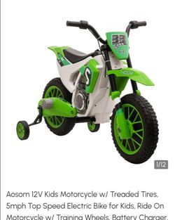 Aosom 12'v electric motorcycle with training wheels
