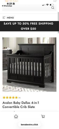 Avalon baby Dallas Oxford crib to full size bed convertible