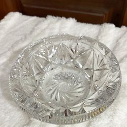 1014 Bohemian Vintage Lead Crystal Ashtray with Star of David Design