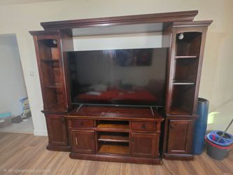 Cherry Wood Entertainment Center Wall Unit
