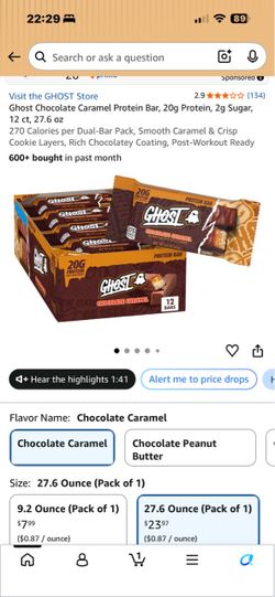 Ghost Chocolate Caramel Protein Bars 12 ct