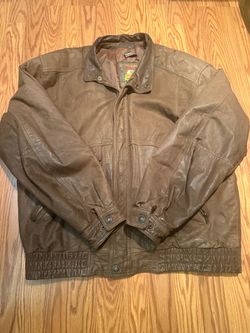 Brown Leather Bomber Jacket
