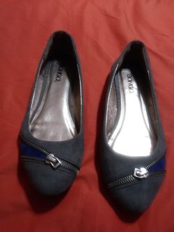 Grey and blue flats