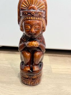 Vintage Kahlúa Aztec Mayan Ceramic Bottle