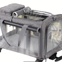 Airline-Approved Cat Carrier, Detachable, Wheeled Pet Carrier For Dogs And Cats