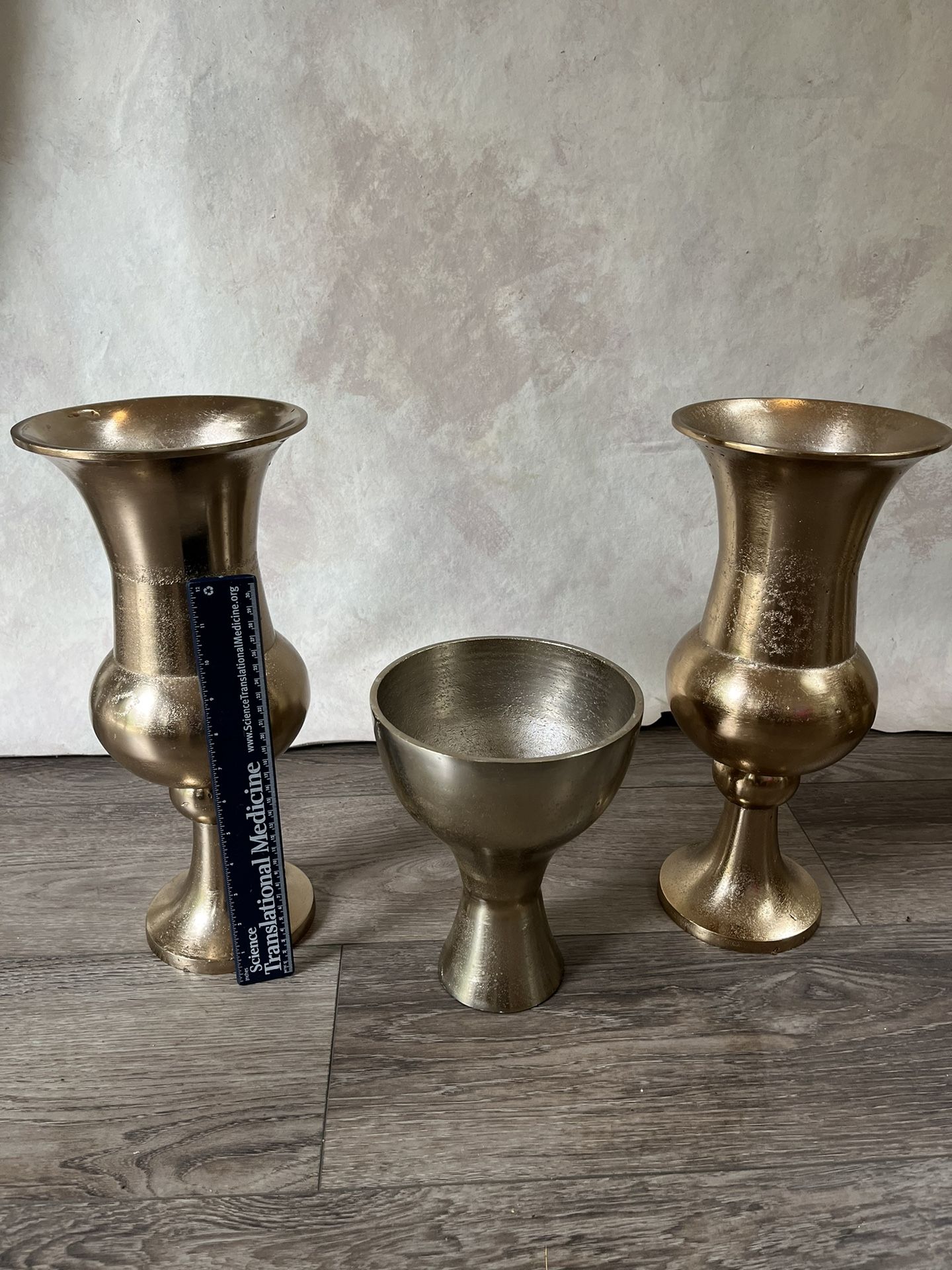 Solid Metal Ceremony Set- 3 Pieces Wedding Vases