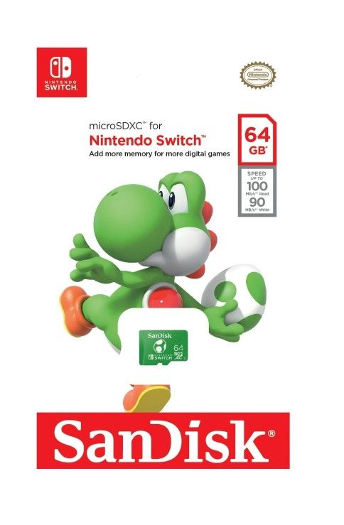 SanDisk 64GB microSDXC UHS-I Memory Card Licensed for Nintendo Switch, Yoshi (Brand New)