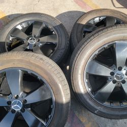 OEM 19"MERCEDES BENZ ML350 Black Wheels With BRIDGESTONE ALENZA RUNFLAT Tires 