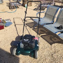 Fairly new sidemount rotary lawn mower. No grass catcher weed whacker. Armo your grass 125 CC's Briggs, the Stratton motor.