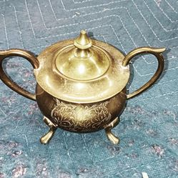 Antique Brass Cream Or Sugar Jar