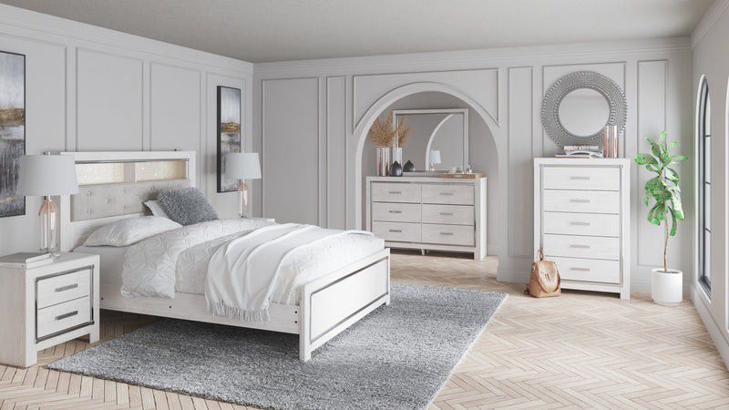 ✴️In Stock ✴️Free & Fast Delivery 🦋Altyra White LED Bookcase Upholstered Panel Bedroom Set

