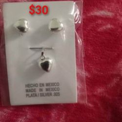 925 Sterling Silver Pendant With The Earrings/Dije Con Aretes De Plata 925