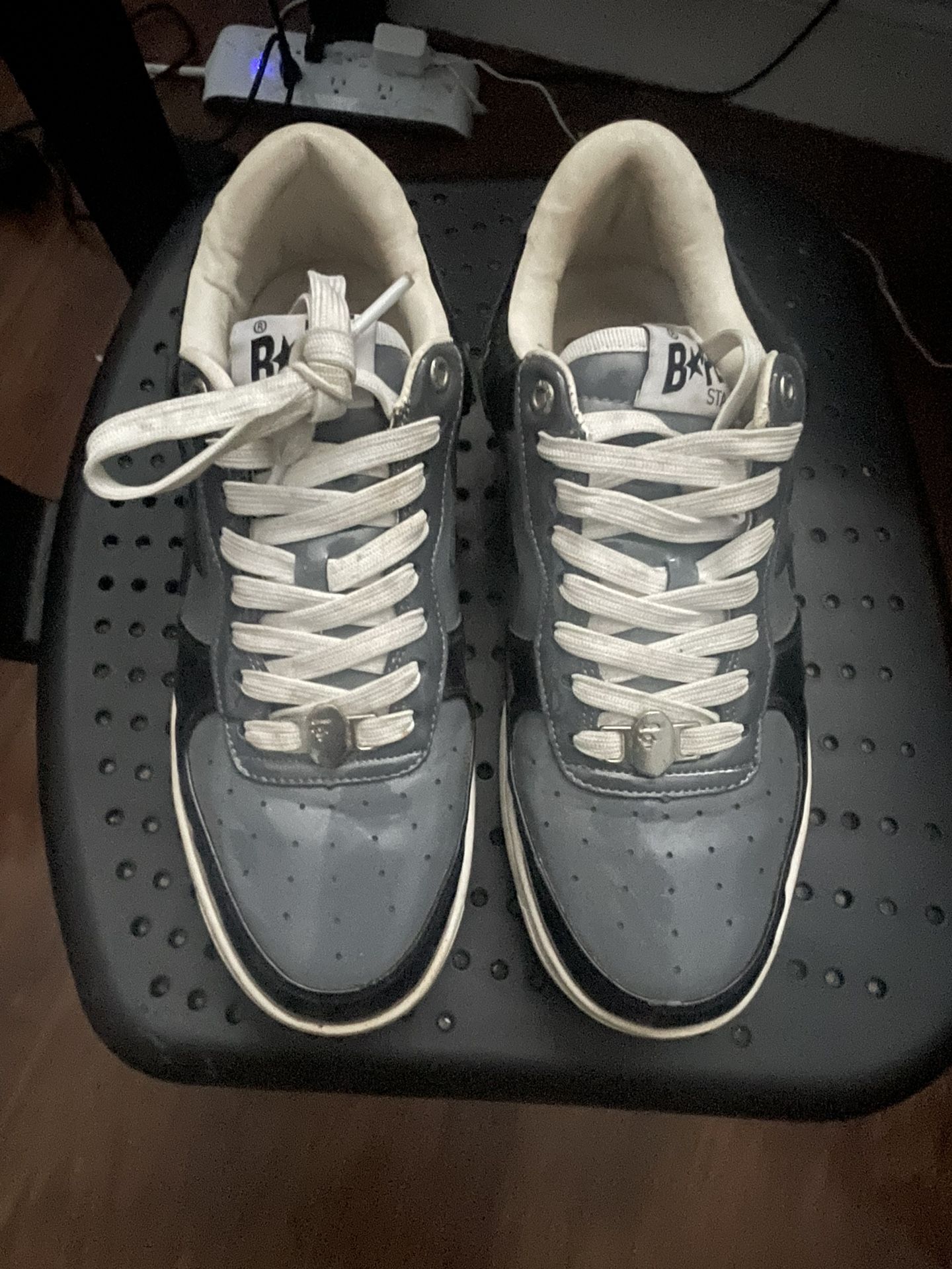 grey bape shoes sz 8