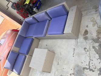 Outdoor Wicker Sectional Sofa Set with Coffee Table