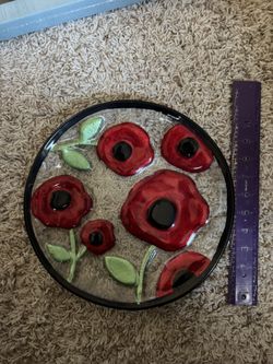 Decorative Red Poppy Plate