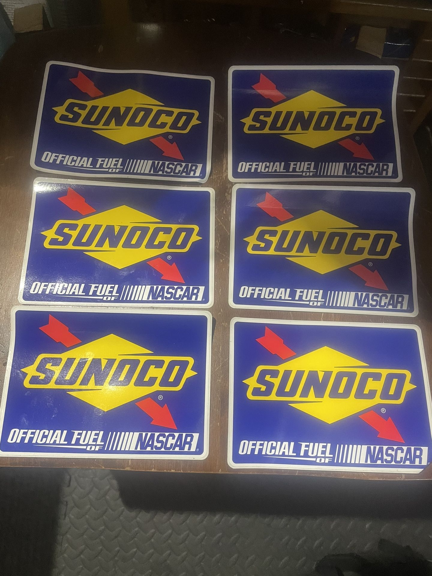 Large Sunoco Fuel Nascar Stickers 6 Pack
