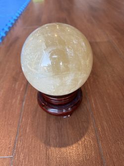 Yellow / White Crystal Ball With Stand Base - Heavy