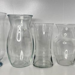 Clear Glass Flower Vases (5) 