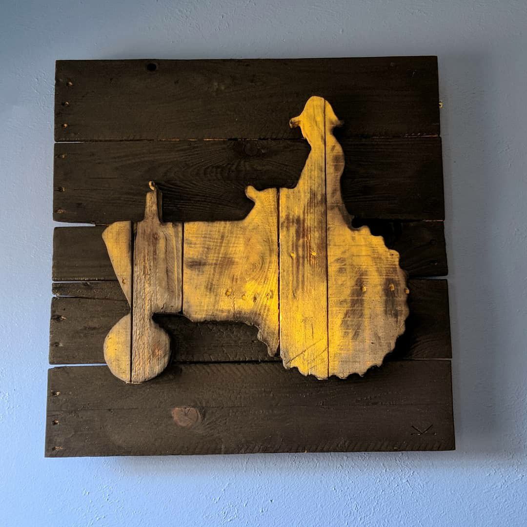 Yellow Tractor Pallet Wall Art 24 x 24