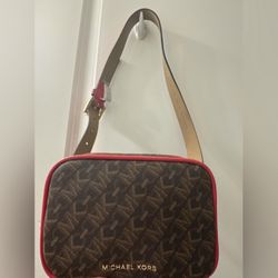 Michael Kors Brown and Red Belt Bag 