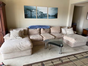 Large feather sofa with 2 chaise lounges