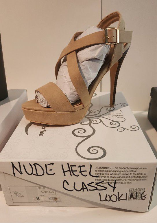 Women's Nude Heel Size 8  BRAND NEW! Please Don't Waste My Time
