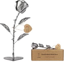Everlasting Iron Rose Handmade Metal Flower 6th for Her 6 Year Wedding Anniversary & 11th Steel Flower Gifts for Wife, Husband, Couples