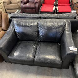 Black Leather Loveseat (in Store) 