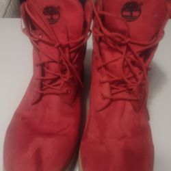 Timberland Red Camou Boots Size 10 1/2