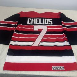 Barber Pole Chris Chelios Chicago Blackhawks Tbtc Jersey Ccm Medium Mens Mic