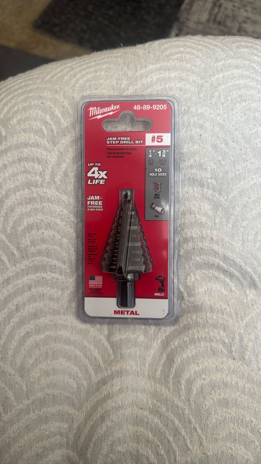 Milwaukee 1/4 in. - 1-3/8 in. #5 Black Oxide Step Drill Bit (10-Steps)