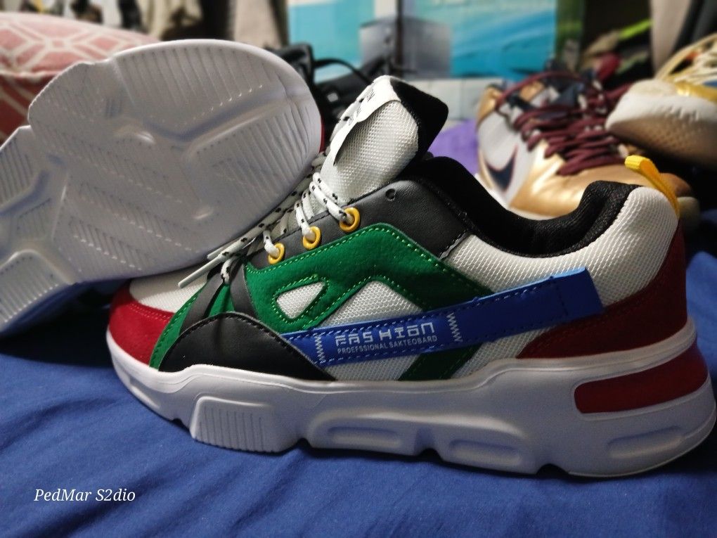 MEXICAN PRIDE FLAG DESIGN FASHION SPORT LOW CUT SNEAKERS SHOES SIZE 8 & 9 MEN NEW