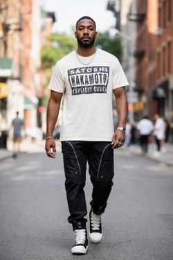 On Hand 🤝 Brand New Satoshi Nakamoto tee shirt, Rick Owens pants and Rick Owens Sneakers