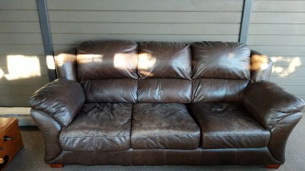 Brown leather couch