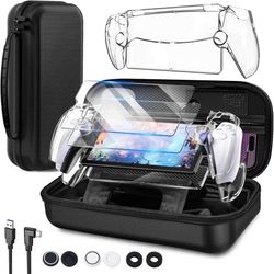 12 in 1 Accessories for Playstation Portal Remote Player with ps5 Portal Case 2 Transparent Screen 4Thumb Grip Charger Shoulder Bracket Base 2 Resista