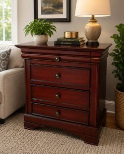 Solid Wood Coaster 4-Drawer Nightstand / Bachelor's Chest – Cherry Finish