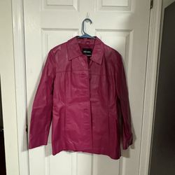 Genuine Pink Leather womens Jacket Size L