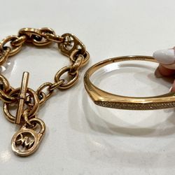 Micheal Kors Original Chain Bracelet And Bangle Set