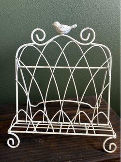 White distressed book holder