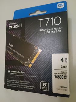 Crucial T710 PCIe Gen5 NVMe 4TB M.2 SSD, New/Sealed, Up to 14,900 MB/s